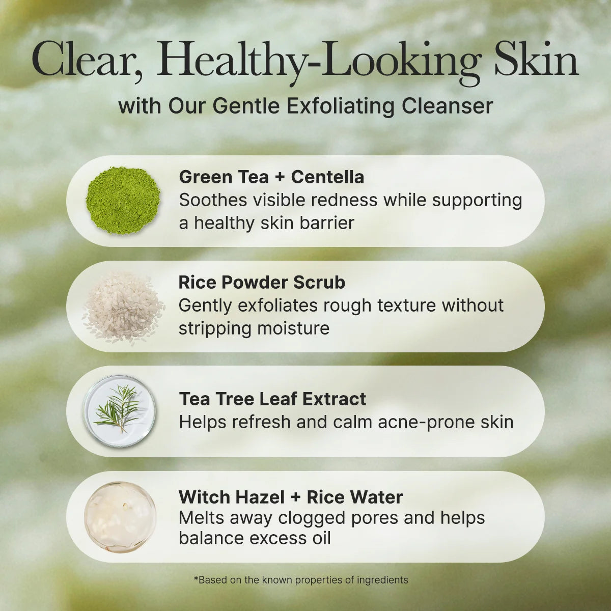 Fresh Green Rice Mochi Cleanser, Gentle Daily|| Cleanser for Acne-Prone Skin||