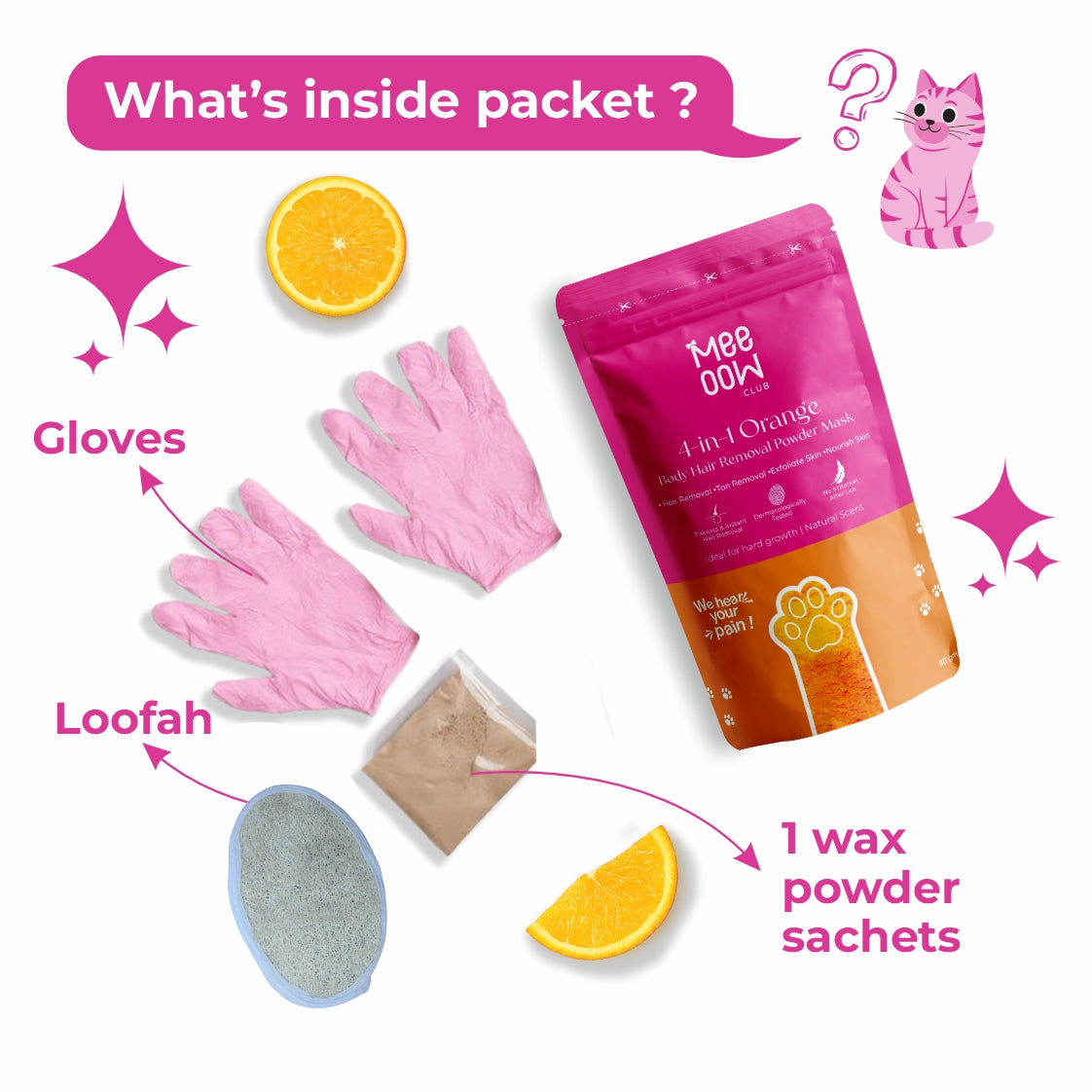Orange Body Hair Removal Wax Powder Mask