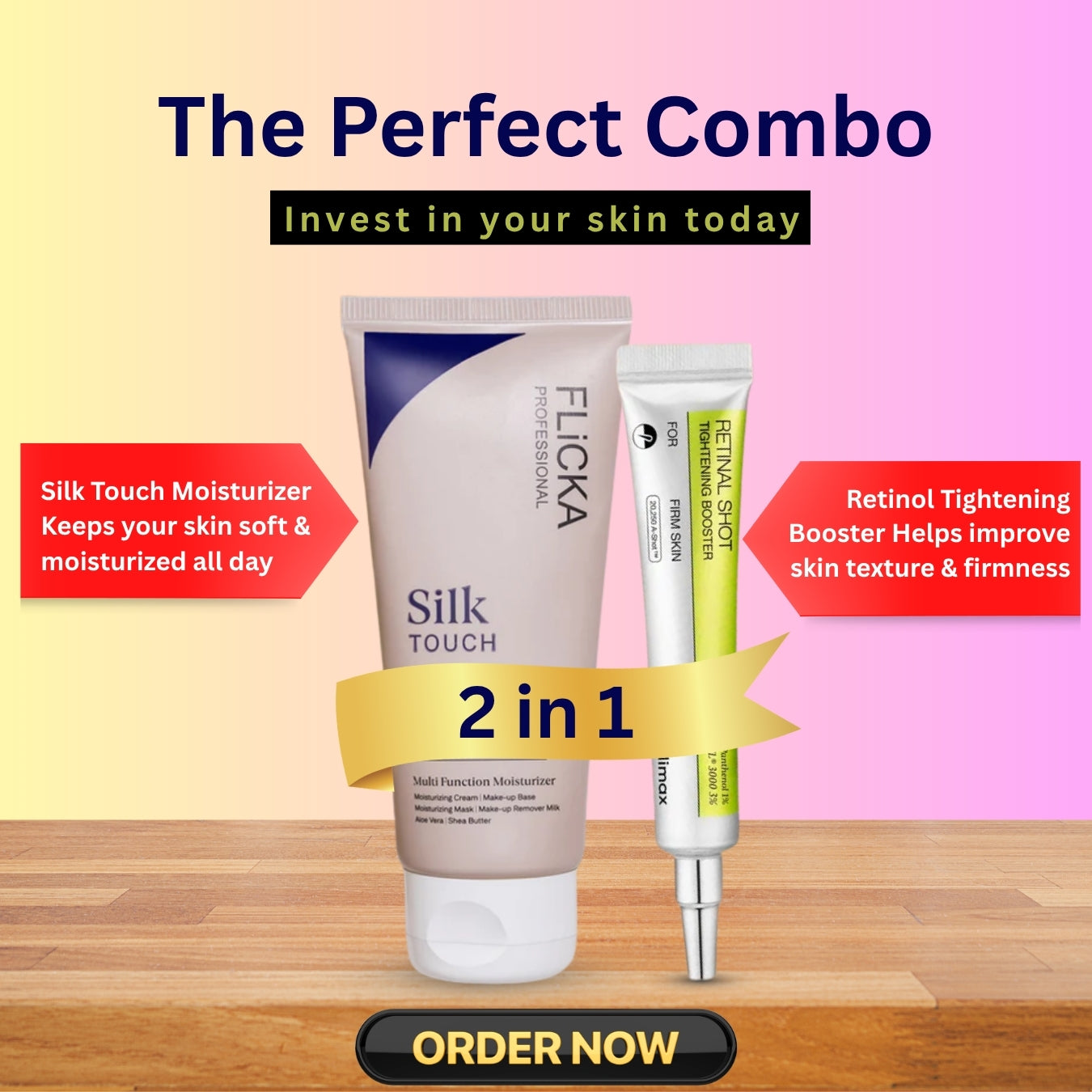 Flicka Silk Touch + Retinol Shot || Combo Deal